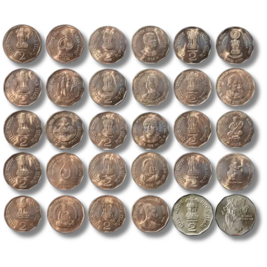 Extremely Rare Full Set of 15 Commemorative Rs 2 Coins (1982–2003)
