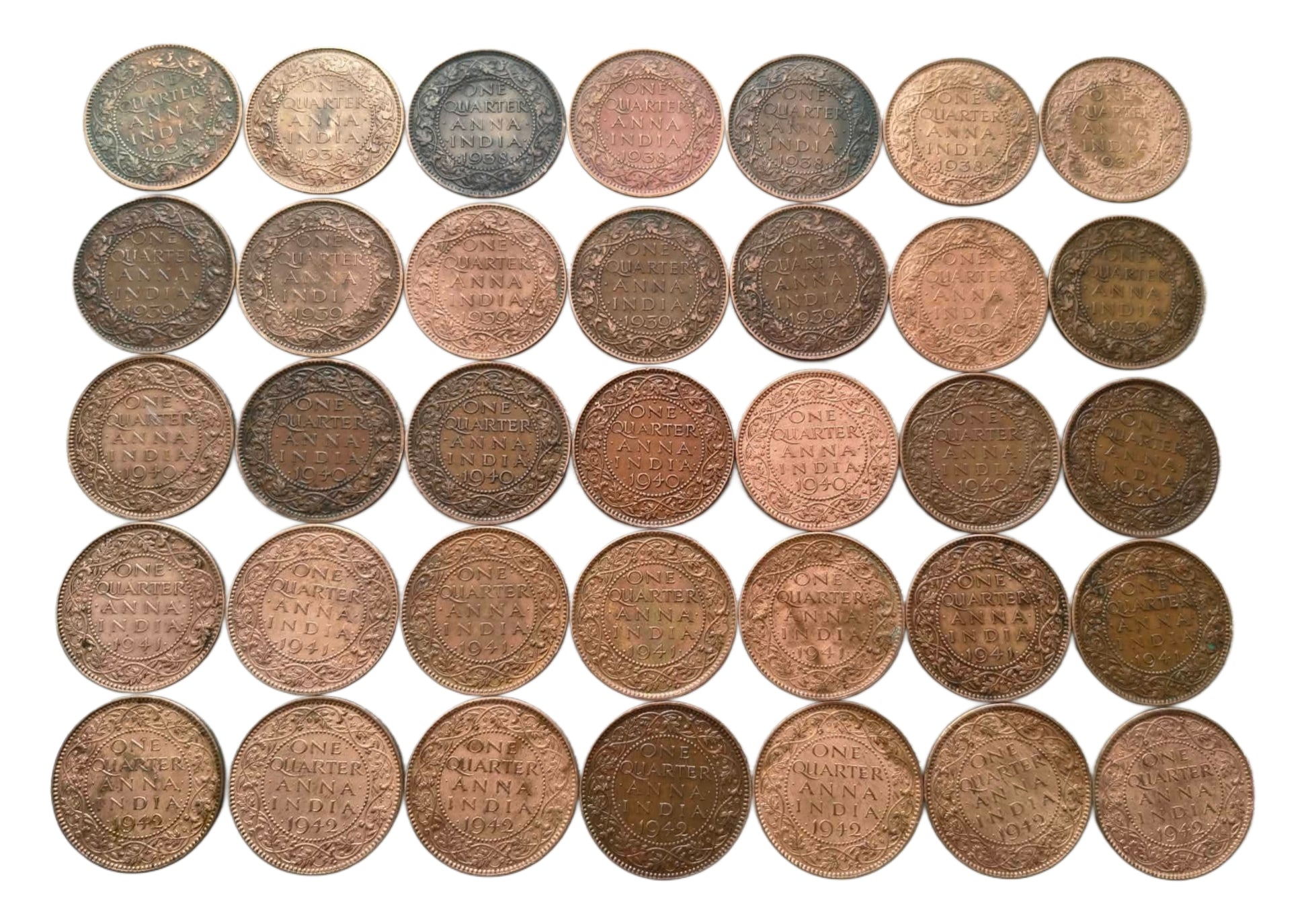 GEORGE VI ( 1938 TO 42) EACH YR ONE COIN-5  
7 set limited stock available  judge from pic - Collection Bazzar