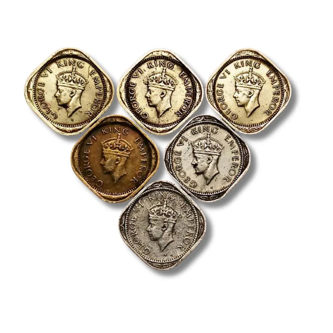 Vintage British India King George VI copper nickel coins, collectible old currency