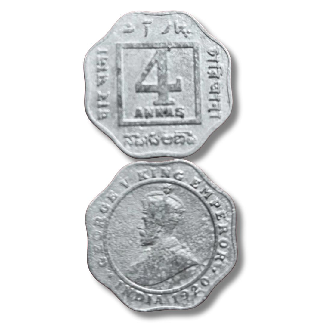 4 Anna Coin – George V King Emperor | Buy British India Coin (Excellent Condition)