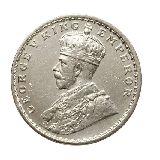 1916 Half Rupee Silver Coin – George V King Emperor