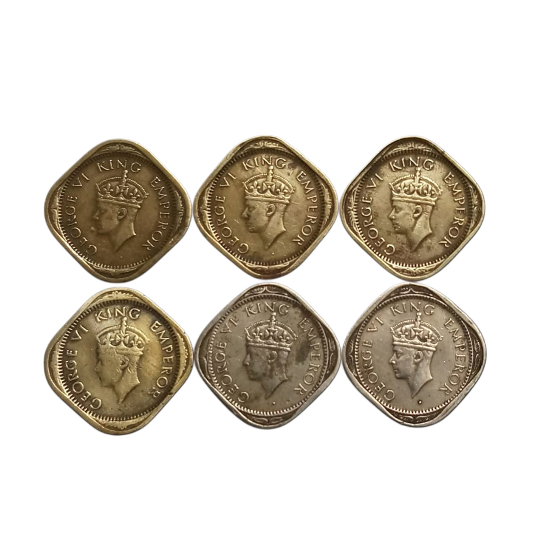 Half Anna Coin Set -6 Coins George VI King Emperor | Rare Collectible - Collection Bazzar