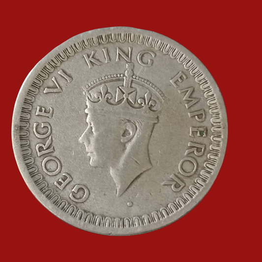Half Rupee 1/2 india Silver Coin 1945 India George VI King Emperor - Collection Bazzar