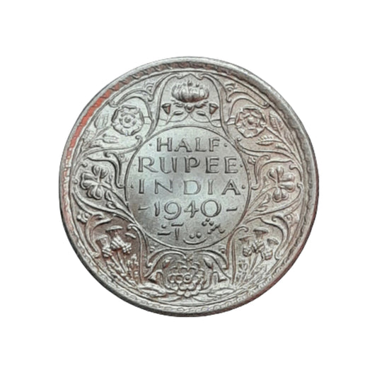 Half Rupee 1940 Silver Coin | Goerge VI King Emperor | rare Collectible Items - Collection Bazzar