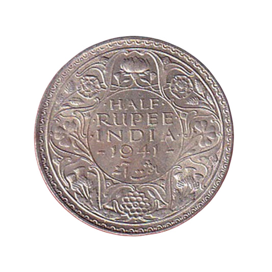 Half Rupee 1941 Silver Coin | Goerge VI King Emperor | Rare Collectibe Items - Collection Bazzar