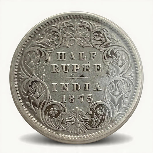 Half Rupee Silver Coin 1875 British India - Victoria Queen - Collection Bazzar
