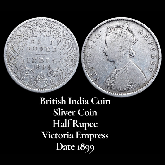 Half Rupee Silver Coin 1899 British India Victoria Empress - Collection Bazzar