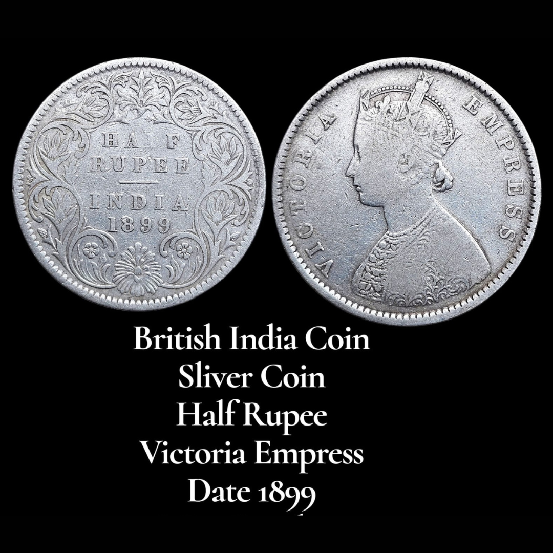 Half Rupee Silver Coin Year 1899 Victoria Empress Rare Collectible - Collection Bazzar