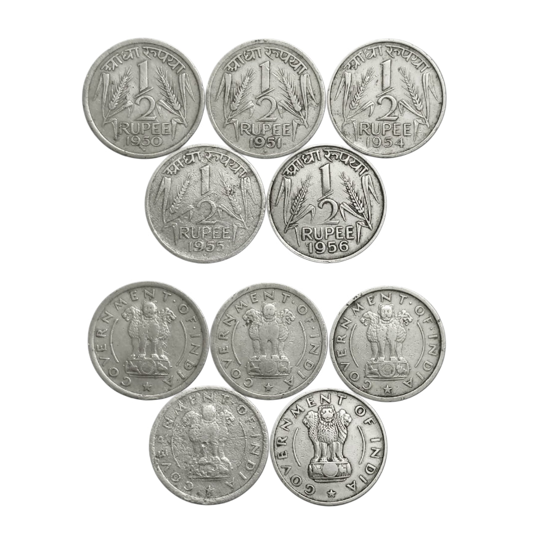 Half Rupee coin year 1950 .51.52.53.54. Each coin price 150 rs | Rare Collectible - Collection Bazzar
