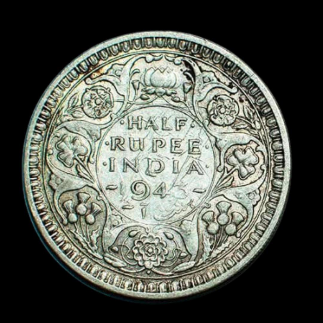 Half Rupee india Silver Coin 1943 India George VI King Emperor - Collection Bazzar