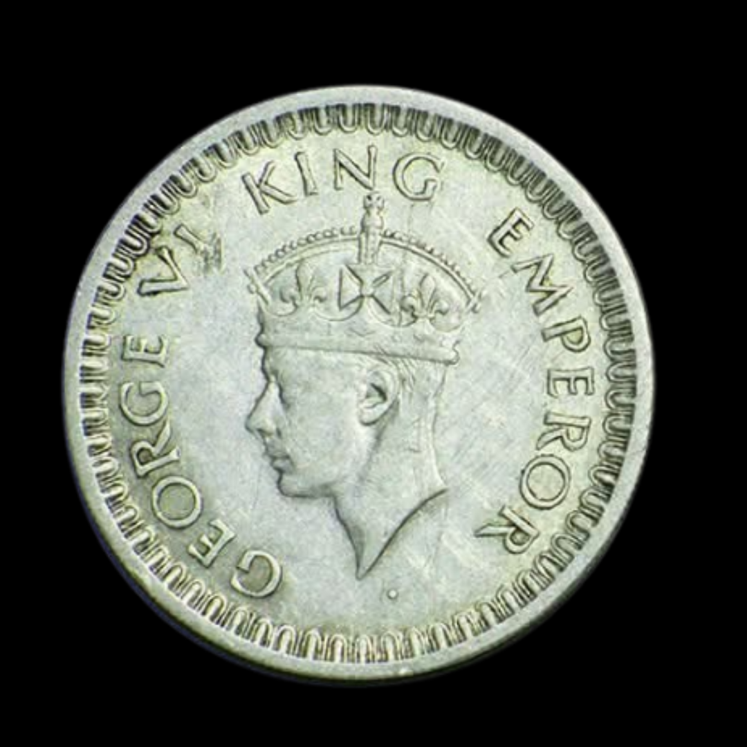 Half Rupee india Silver Coin 1943 India George VI King Emperor - Collection Bazzar
