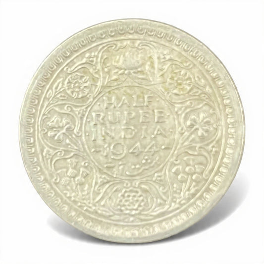 Half Rupee Silver Coin 1944 India  George VI King Emperor - Collection Bazzar