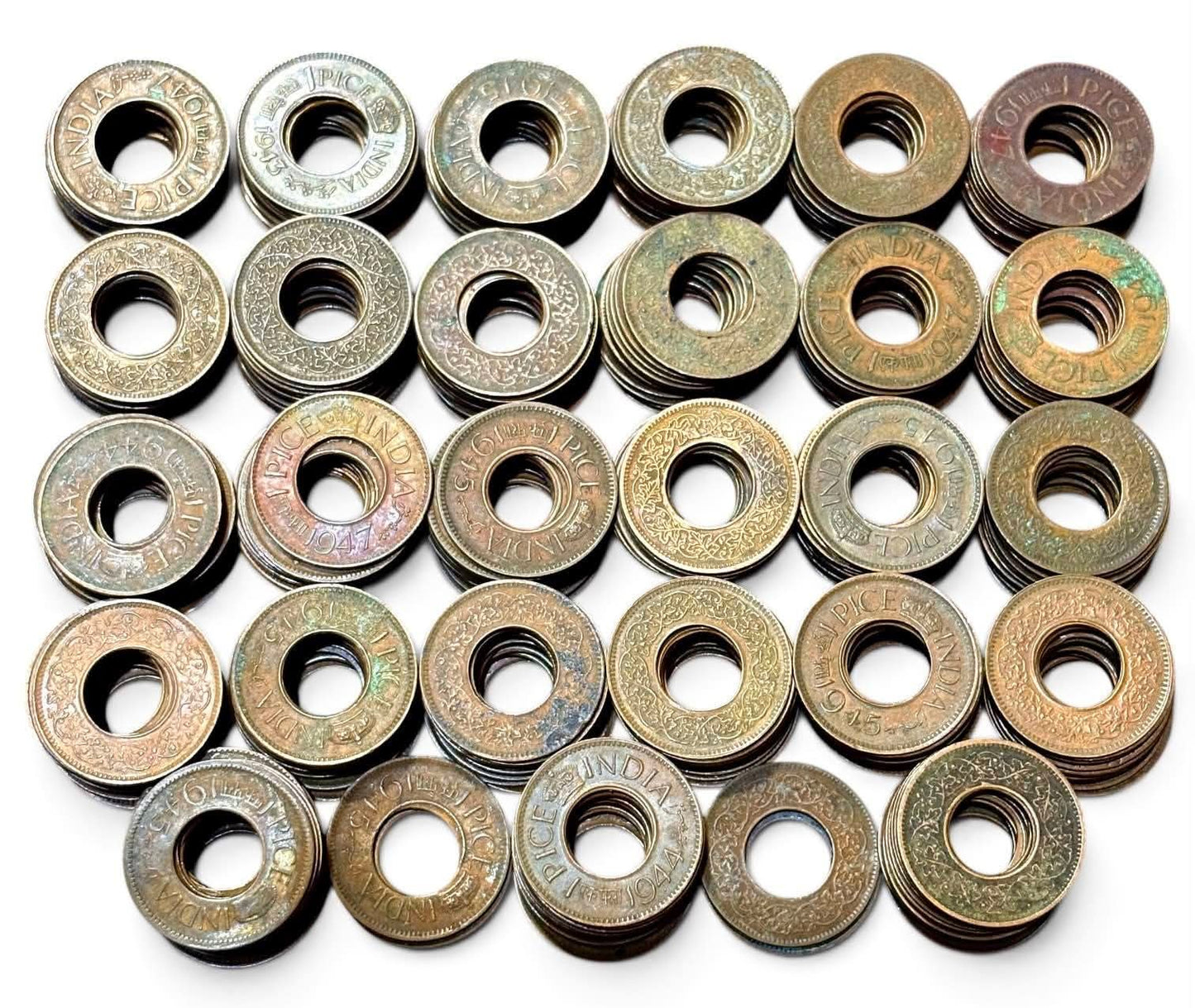 Hole Pice Mixed Date . 50 Pcs . 
George vi king Rare copper
