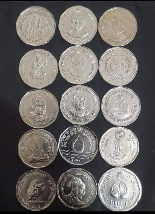 One rupees

Two rupees 

Cooper nickel

Commerative

30 coin set

All different variety

Fine condition