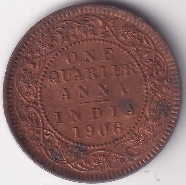 One Quarter Anna 1906 Edward VII King Given Different Good Condition