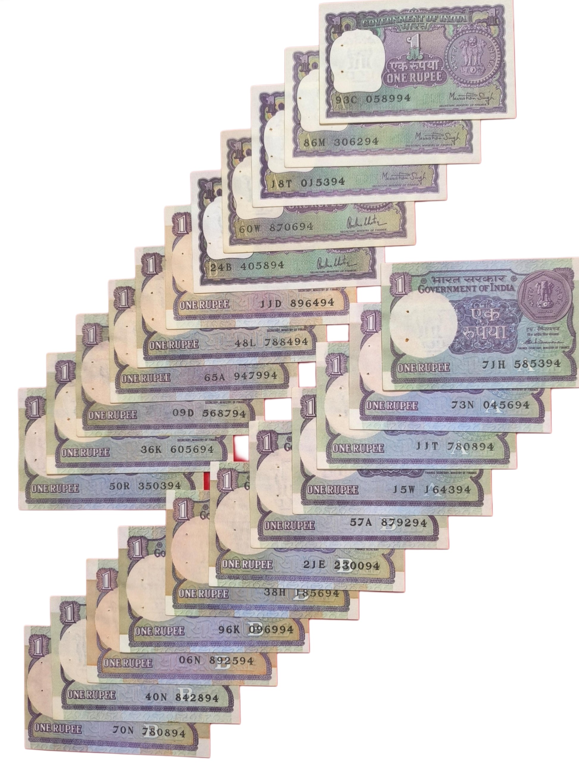 One Rupee Signature Set (62 Notes)

 62 Different Issues UNC notes.
 A-1, A-10, A-14 Issue Notes are not available in this set. - Collection Bazzar