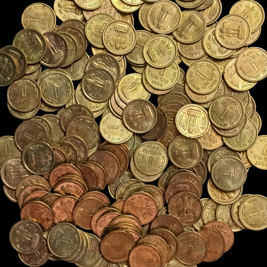 One Naya Paise UNC Nickel Brass 100 PCs Mix Date - Collection Bazzar