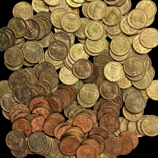 One Naya Paise UNC Nickel Brass 100 PCs Mix Date - Collection Bazzar
