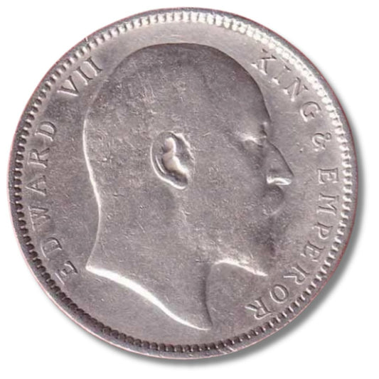 1 Rupee Edward VII King Emperor – 1908 Silver Coin (Excellent Condition)
