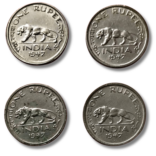One Rupee India 1947 george VI king Bombay Mint 4pcs