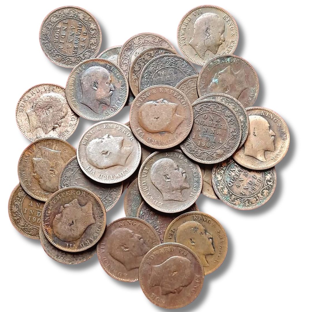 One Quarter Anna – Edward VII | 20 Mixed-Year Coins Set (Excellent Condition, ₹1000)