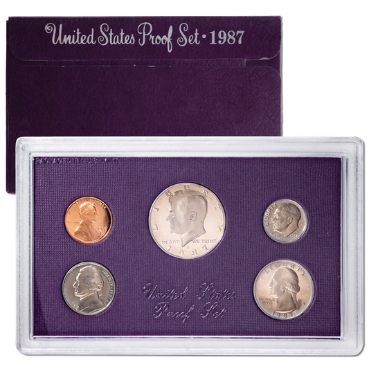 1987 United States Proof Coin Set | 5 Coins – 1 Cent, 5 Cent, 10 Cent, Quarter, Half Dollar