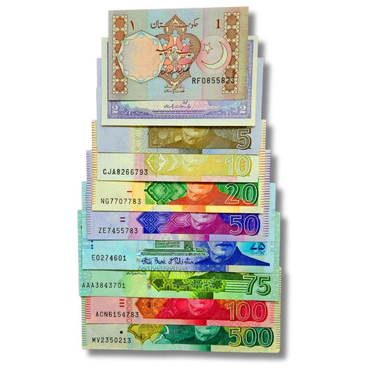 Pakistan A Very Demanding Set With 2 Commemorative Issue Of 75 Rupees 1 , 2 , 5 , 10 , 20 , 50 , 75 , 75 100 , 500 Ruppes 75 Rs Details Commemorative Issue 1