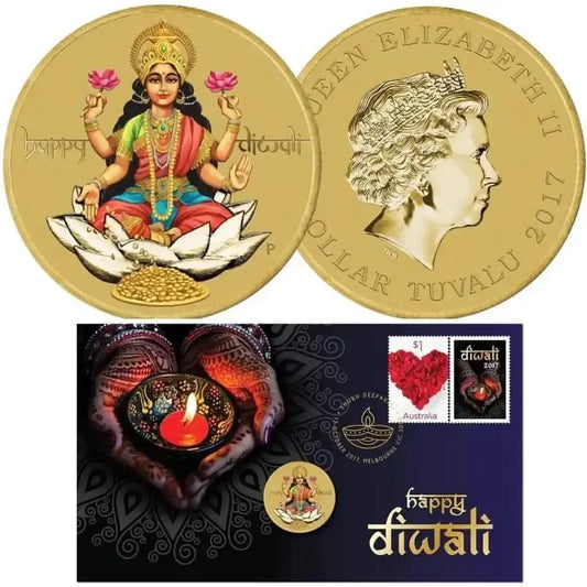 Perth Mint 2017 Happy Diwali Maa Laxmi Ji Colored Coin – PNC Pack - Collection Bazzar