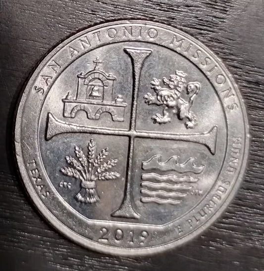 Quarter Dollar Coin USA 1/4 Dollar San Antonio Missions 2019 Coin - Collection Bazzar