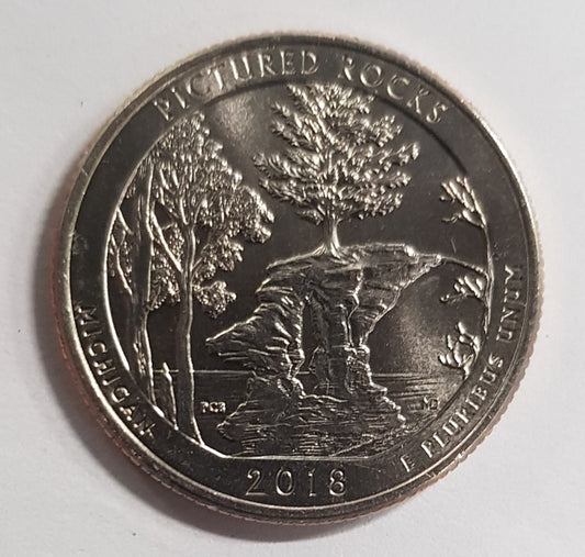 Quarter Dollar Coin USA Pictures Rocks, Michigan 2018 Coin - Collection Bazzar
