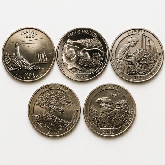 Quarter Dollar Coins Set 5 Pcs - 1/4 Dollar Set 1 Collectible - Collection Bazzar