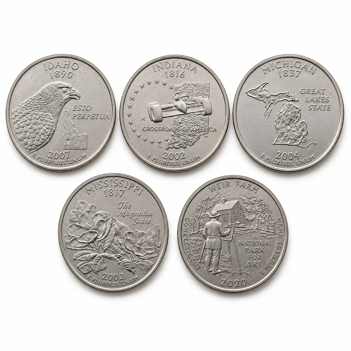 Quarter Dollar Coins Set 5 Pcs - 1/4 Dollar Set 3 Collectible - Collection Bazzar