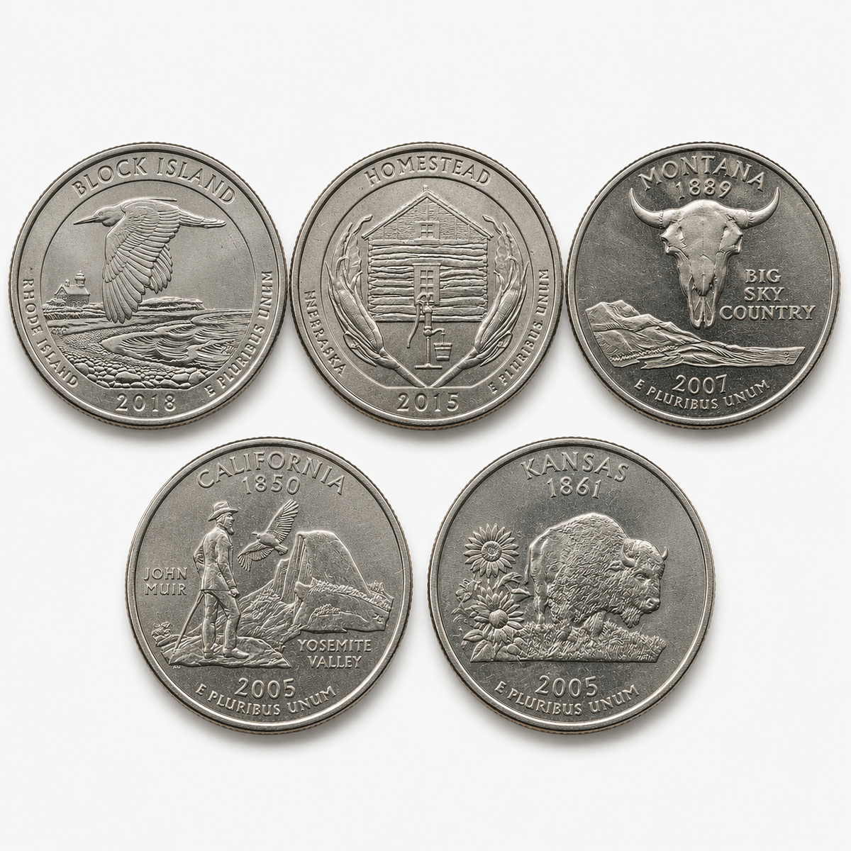 Quarter Dollar Coins Set 5 Pcs - 1/4 Dollar Set 6 Collectible - Collection Bazzar