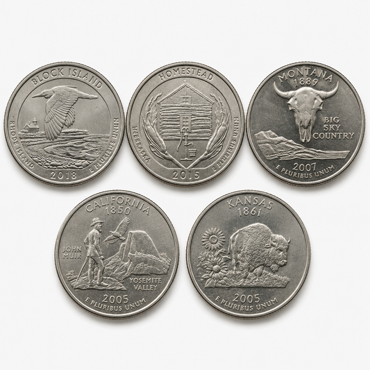 Quarter Dollar Coins Set 5 Pcs - 1/4 Dollar Set 6 Collectible - Collection Bazzar