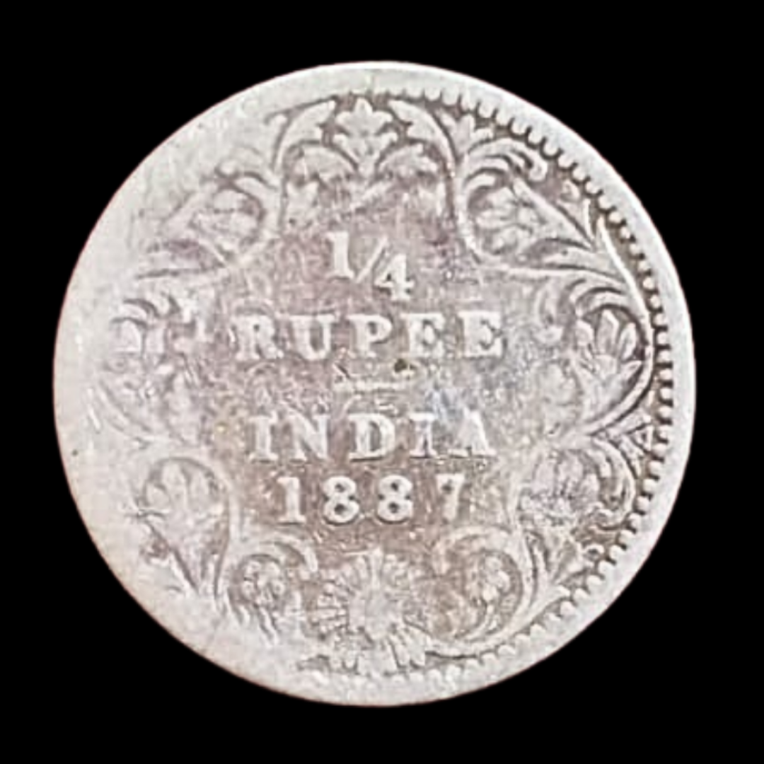 Quarter Rupee 1/4 Rupee Victoria Empress Silver Coin 1887 Collectible - Collection Bazzar