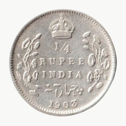 Quarter Rupee 1/4 Silver Coin 1903 Edward VII King and Emperor Rare - Collection Bazzar