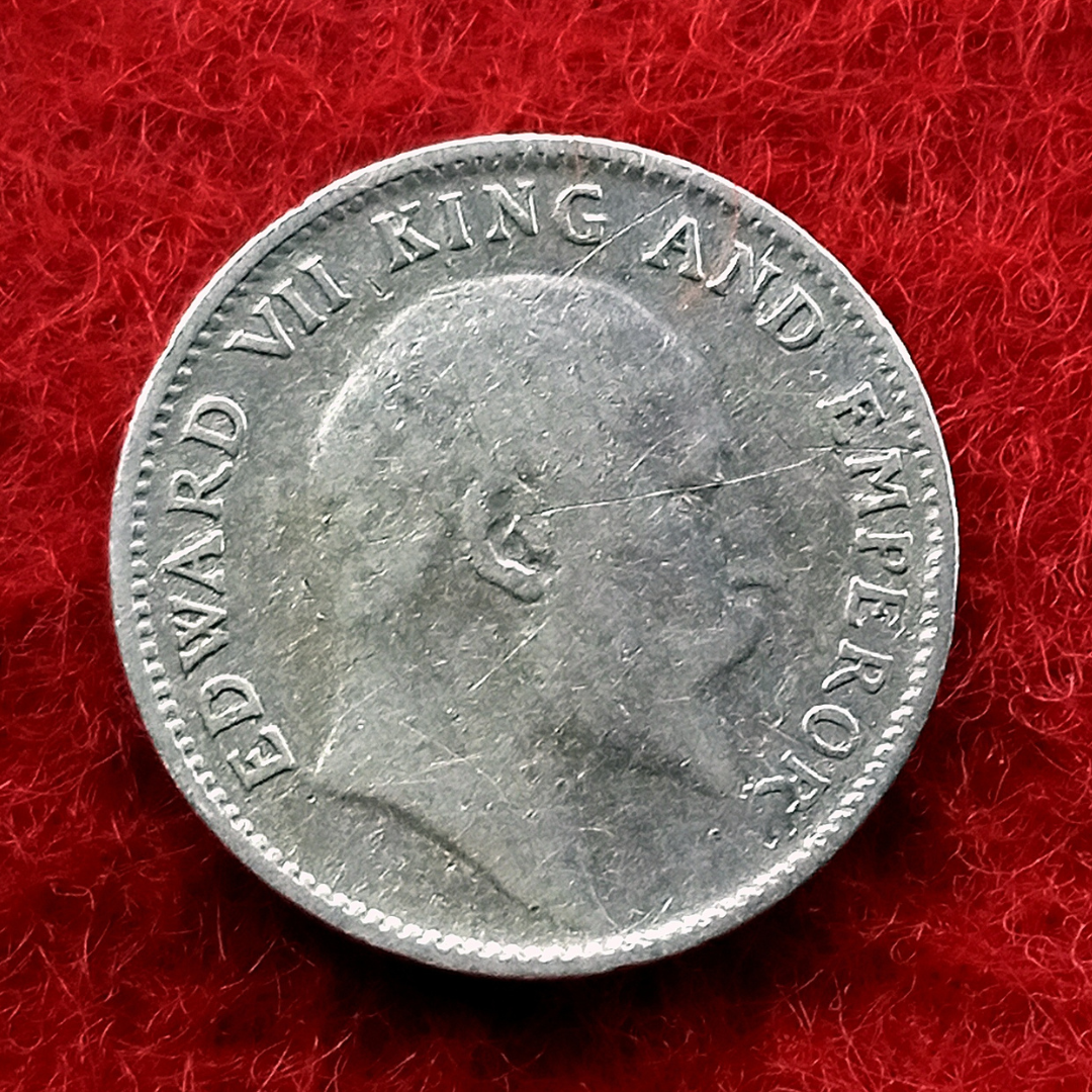Quarter Rupee 1/4 Silver Coin 1904 Edward VII King and Emperor - Collection Bazzar