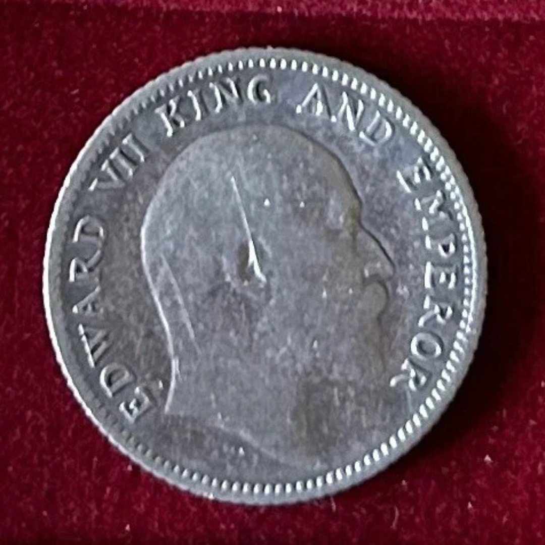 Quarter Rupee 1/4 Silver Coin 1910 Edward VII King and Emperor Rare - Collection Bazzar