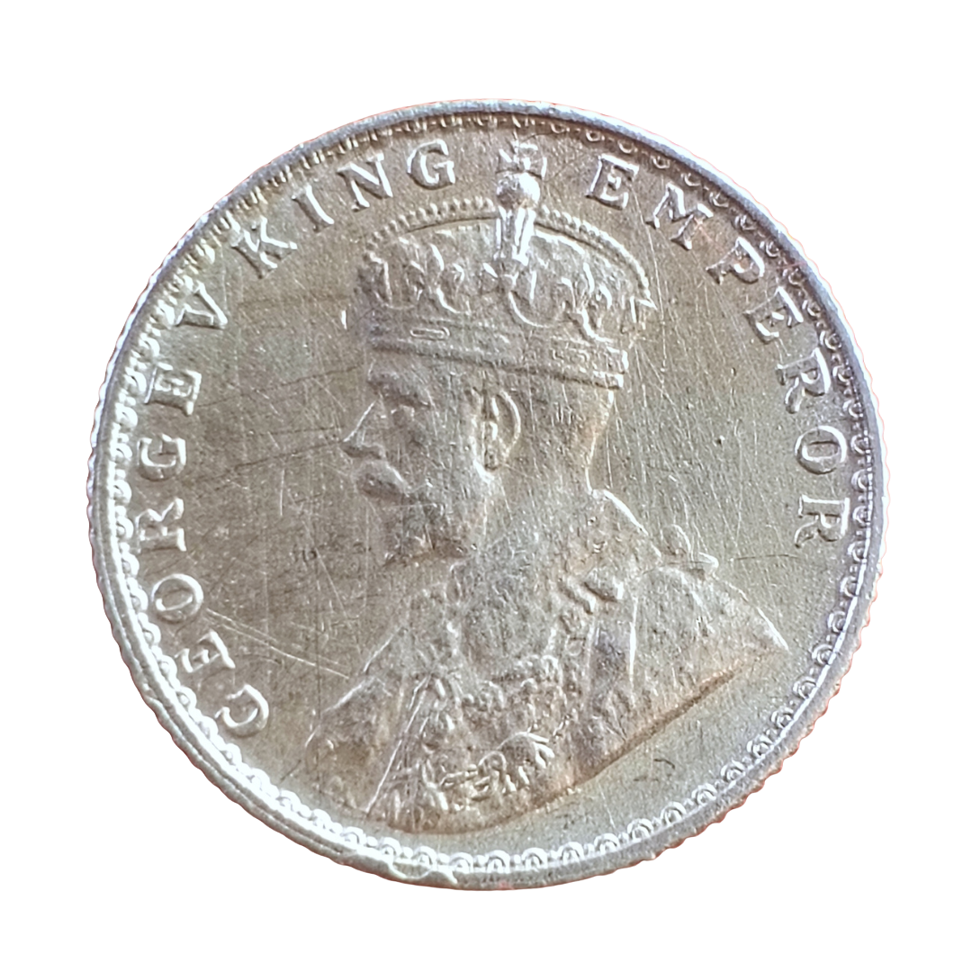 Quarter Rupee 1/4 Silver Coin 1914 George V King Emperor Rare - Collection Bazzar