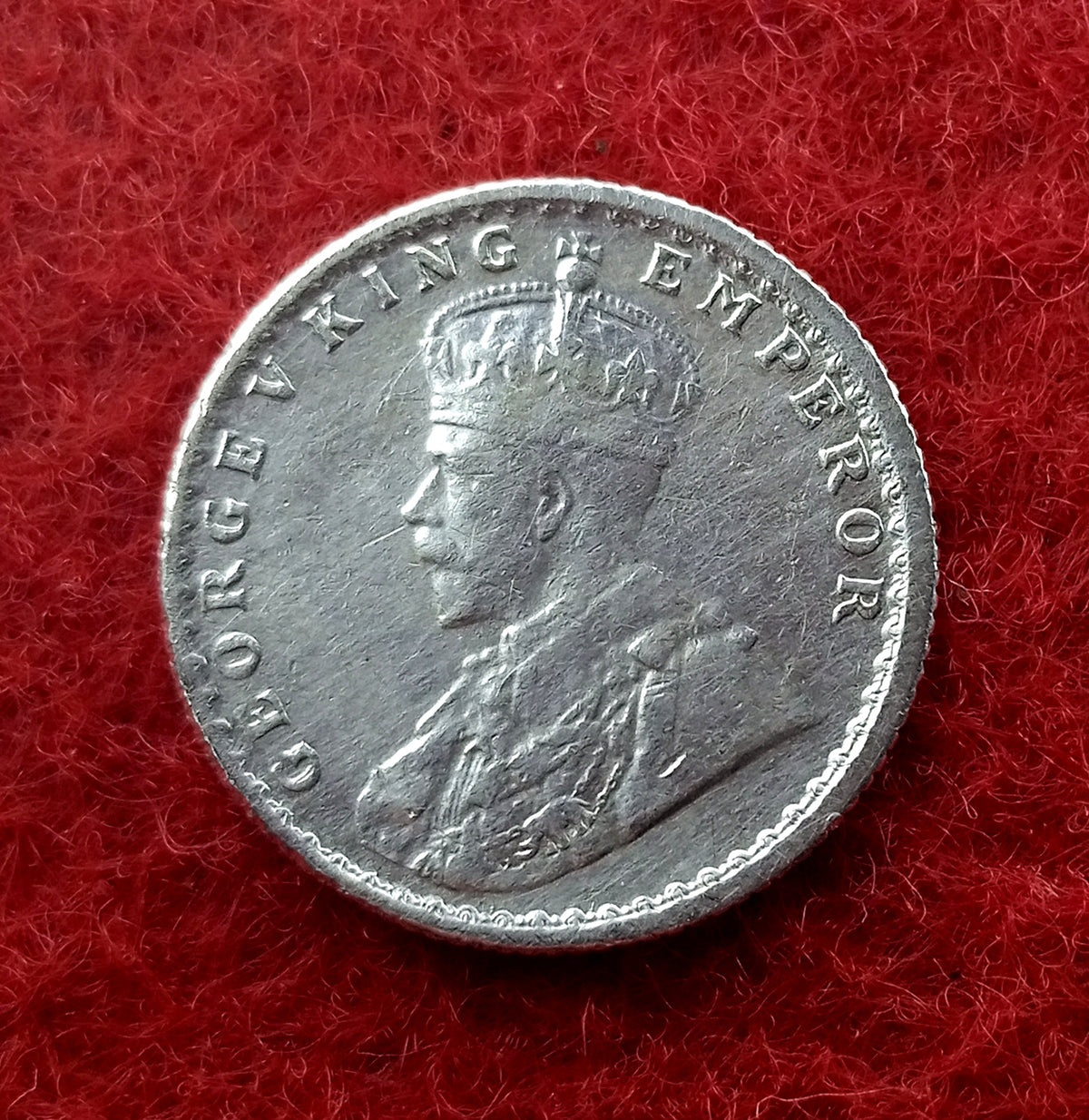 Quarter Rupee 1/4 Silver Coin 1919 George V King Emperor Rare - Collection Bazzar