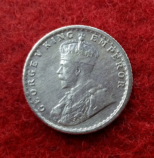 Quarter Rupee 1/4 Silver Coin 1919 George V King Emperor Rare - Collection Bazzar