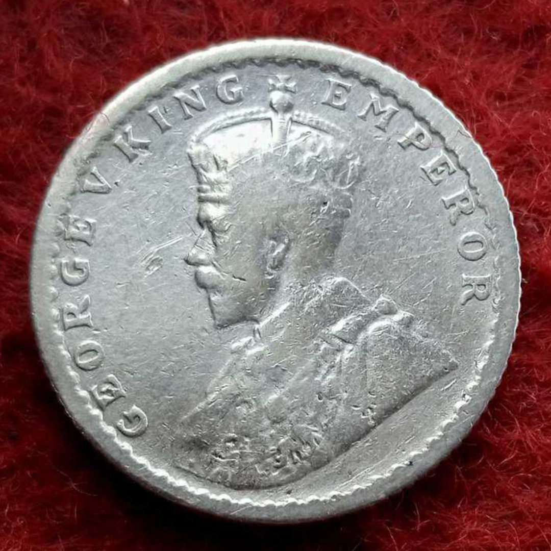 Quarter Rupee 1/4 Silver Coin 1926 George V King Emperor Rare - Collection Bazzar