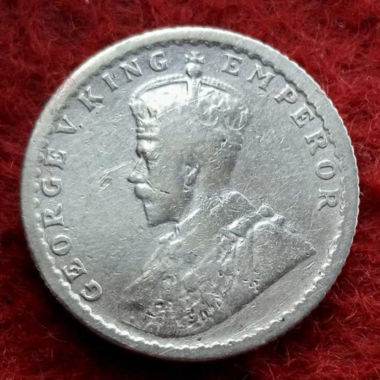 Quarter Rupee 1/4 Silver Coin 1926 George V King Emperor Rare - Collection Bazzar