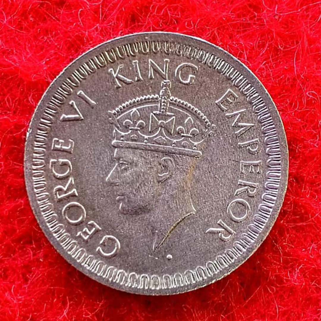 Quarter Rupee 1/4 Silver Coin 1943 George V King Emperor Rare - Collection Bazzar