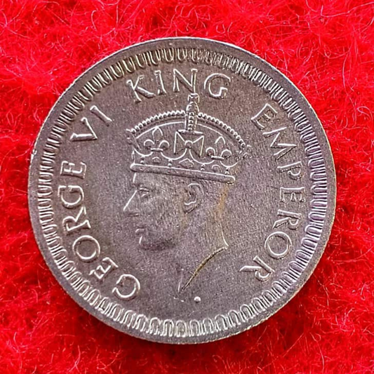 Quarter Rupee 1/4 Silver Coin 1943 George V King Emperor Rare - Collection Bazzar