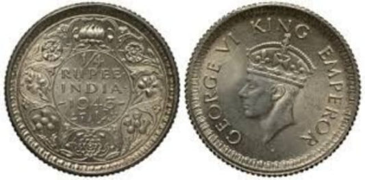 1/4 rupee george VI king silver 1943 rare collectible - Collection Bazzar