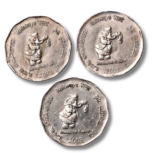 Railway Set 3 Coin, Bombay + Kolkata + Noida UNC Condition