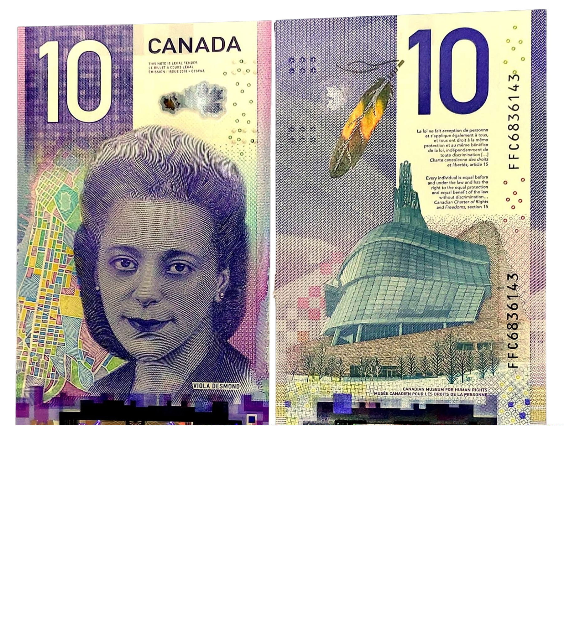 Canada $10 Viola Desmond Banknote 2018 History" - Collection Bazzar