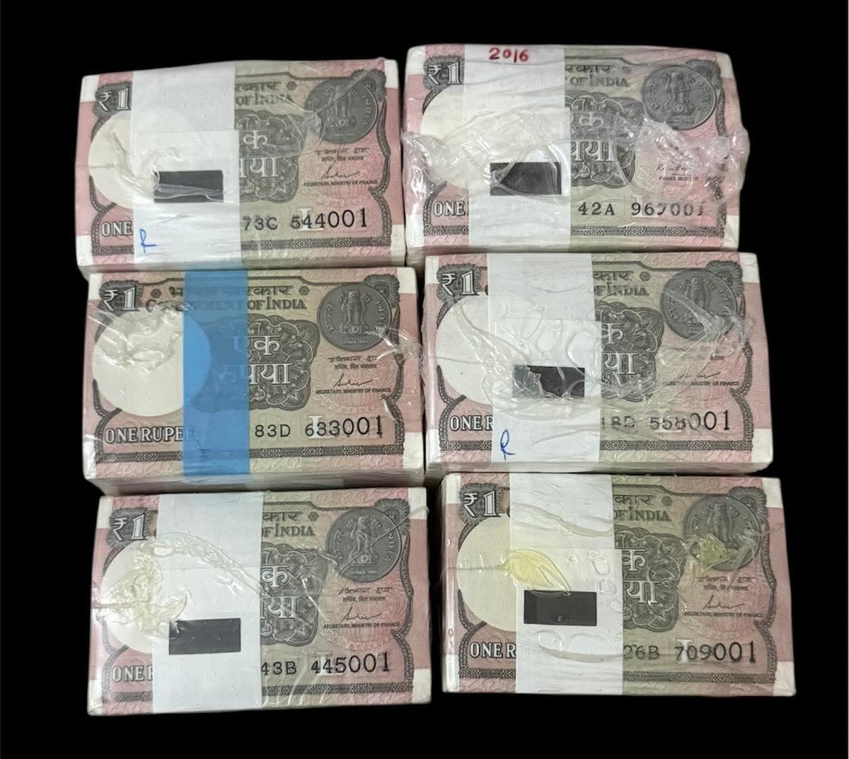 Rs 1 Note Packet 2016-2017 2018.2019 YEAR RIM seel pack 1000 note vintage rare collection - Collection Bazzar