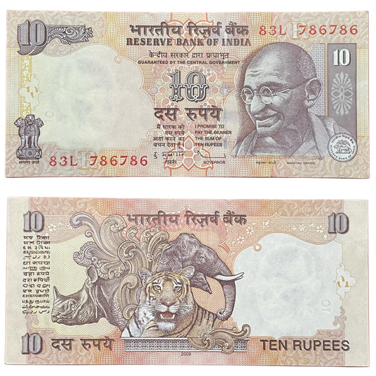 Rare Rs 10 Note with 786786 Serial Number | Double 786 Lucky Number | 2009 Mahatma Gandhi Series | Uncirculated Fancy Note - Collection Bazzar